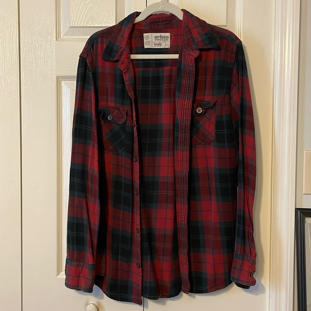 Red Flannel Button-Up Shirt